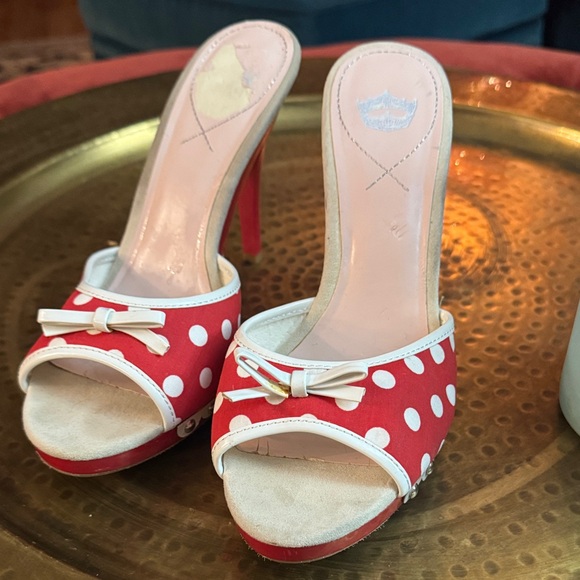 Crown Vintage Shoes - Crown Vintage Betty Boop Red Polka Dot Heels with Bow